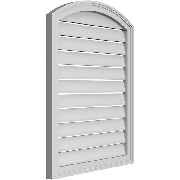 Arch Top Surface Mount PVC Gable Vent: Non-Functional, W/2W X 1-1/2P Brickmould Frame, 26W X 32H